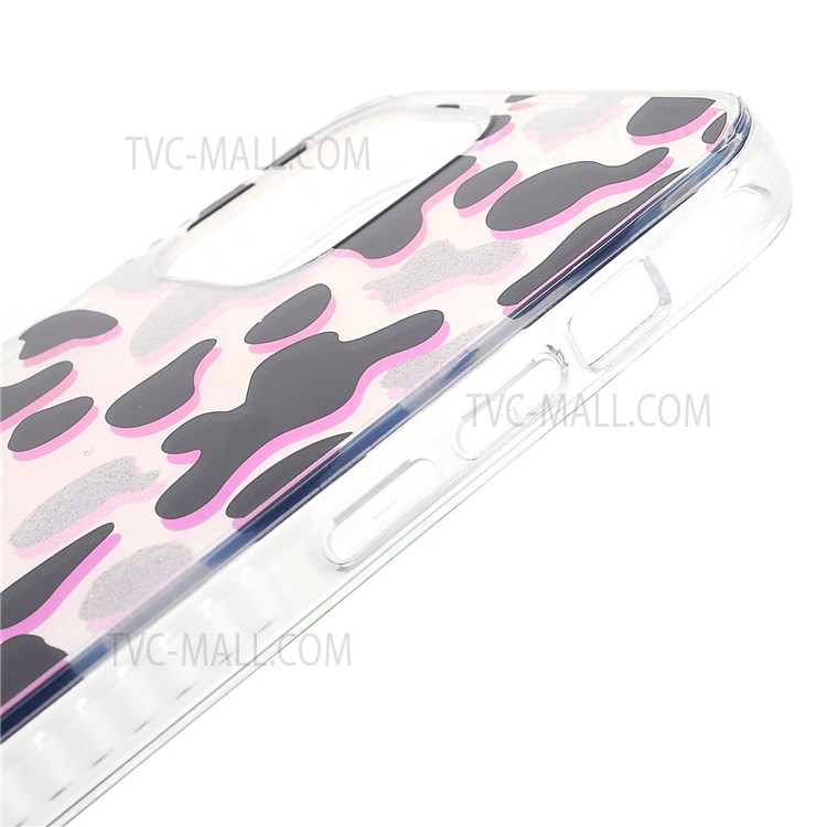 For iPhone 12 / 12 Pro 6.1 inch Sparkle Stylish Leopard Print Back Case Blu-ray IMD Shockproof Protection Hard Acrylic + Soft TPU Slim Cover - Black/Gold Leopard-6