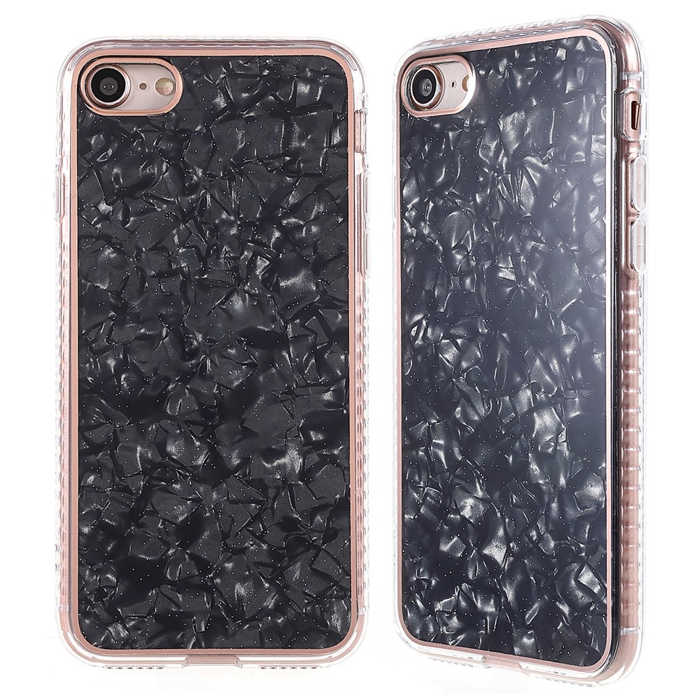 Lacquered IMD TPU Phone Case for iPhone SE (2022)/SE (2020)/8/7, Seashell Texture Phone Protective Cover - Black-1