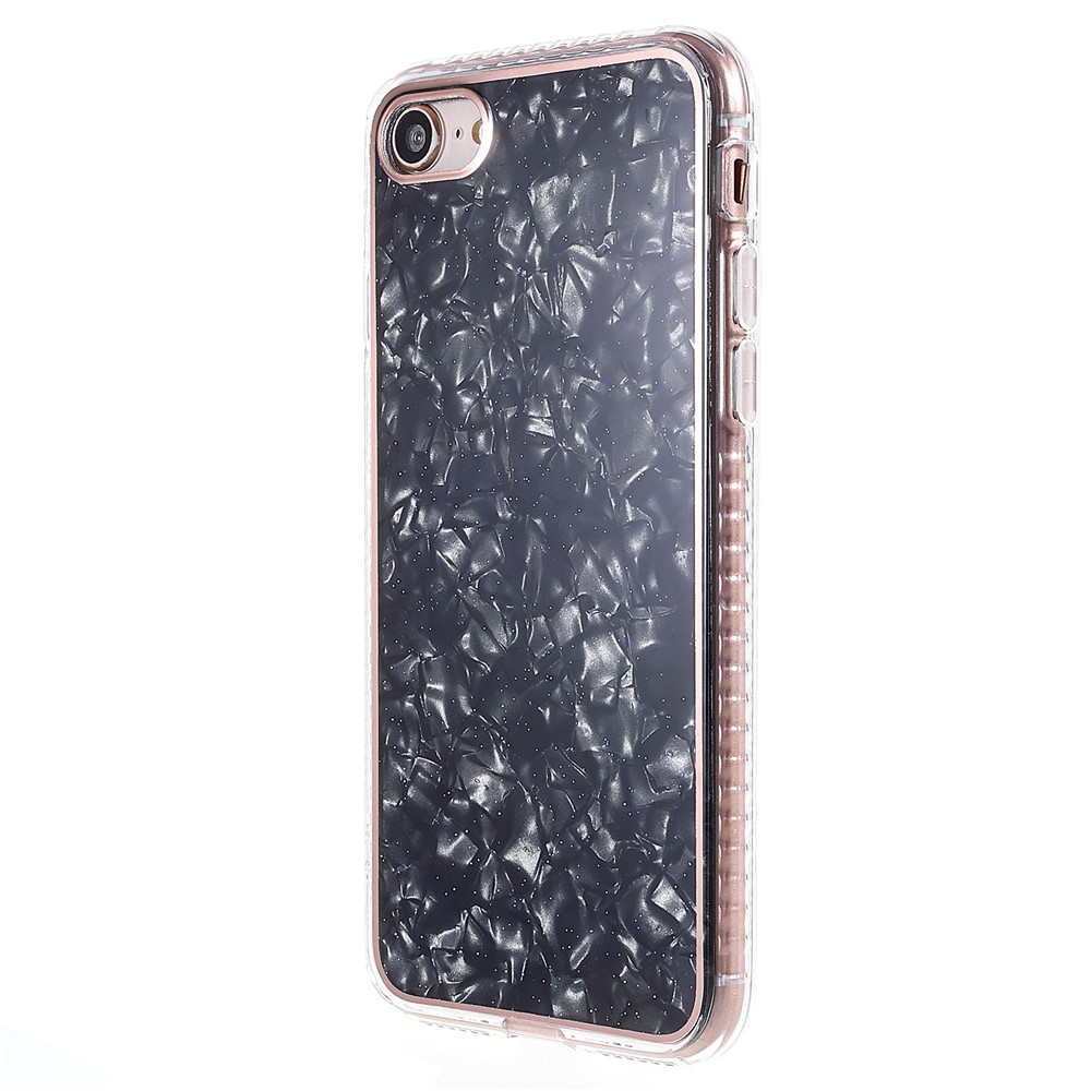 Lacquered IMD TPU Phone Case for iPhone SE (2022)/SE (2020)/8/7, Seashell Texture Phone Protective Cover - Black-2