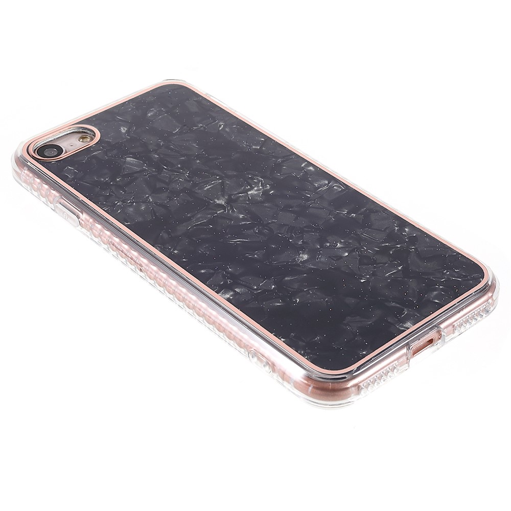 Lacquered IMD TPU Phone Case for iPhone SE (2022)/SE (2020)/8/7, Seashell Texture Phone Protective Cover - Black-4