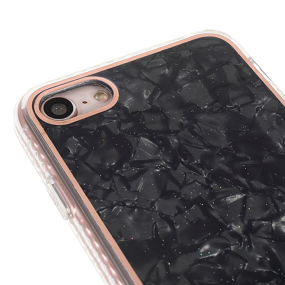 Lacquered IMD TPU Phone Case for iPhone SE (2022)/SE (2020)/8/7, Seashell Texture Phone Protective Cover - Black-6
