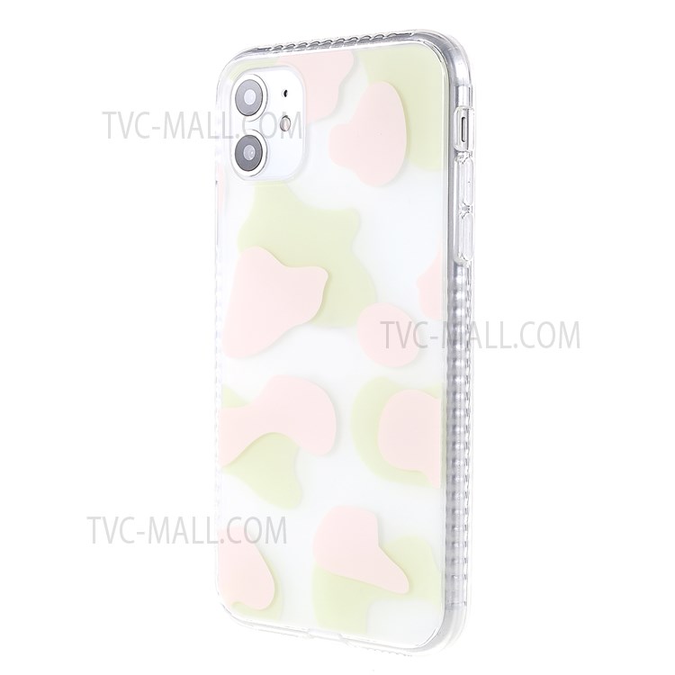 Cow Grain Matte Finish TPU Phone Case for iPhone 11 6.1 inch, Well-protected IMD Protective Phone Cover - Pink/Green-4