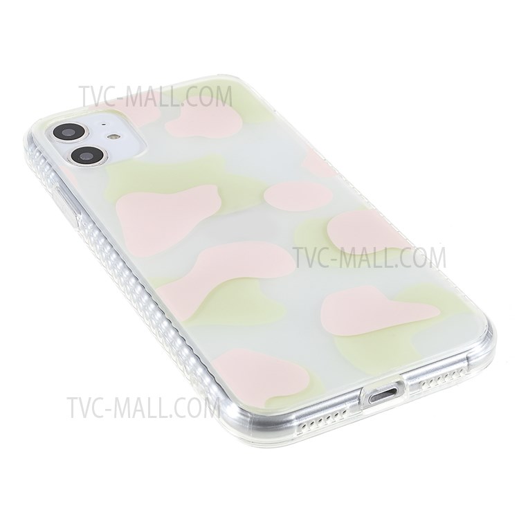 Cow Grain Matte Finish TPU Phone Case for iPhone 11 6.1 inch, Well-protected IMD Protective Phone Cover - Pink/Green-5