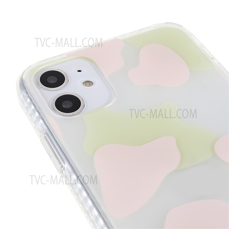 Cow Grain Matte Finish TPU Phone Case for iPhone 11 6.1 inch, Well-protected IMD Protective Phone Cover - Pink/Green-7