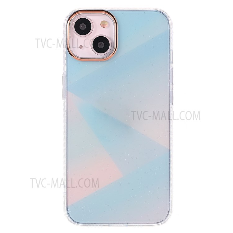 Triangle Pattern IMD Soft TPU Case for iPhone 13 6.1 inch, Anti-drop Mobile Phone Protective Cover - Blue-1