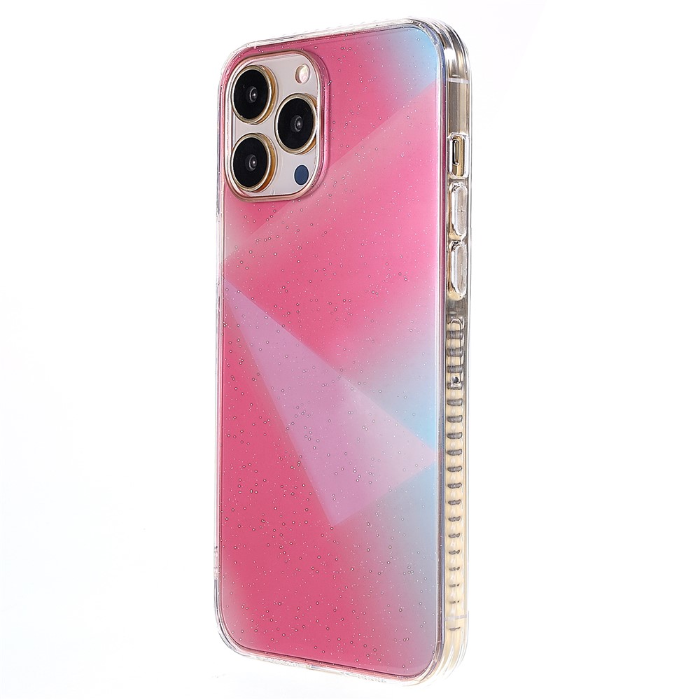 Electroplating Phone Cover for iPhone 12 Pro Max 6.7 inch, IMD Triangle Pattern Protective Case - Pink-2