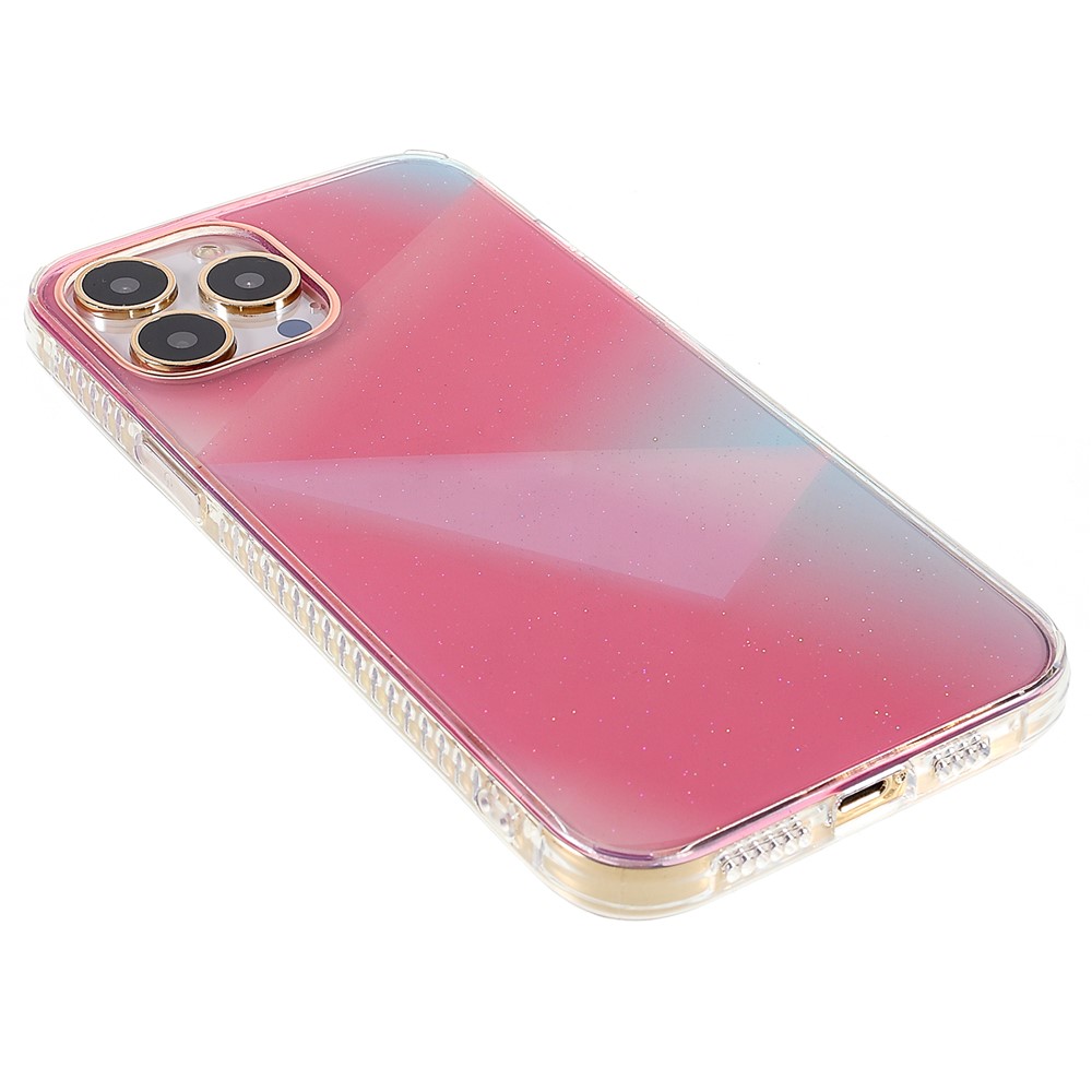 Electroplating Phone Cover for iPhone 12 Pro Max 6.7 inch, IMD Triangle Pattern Protective Case - Pink-4