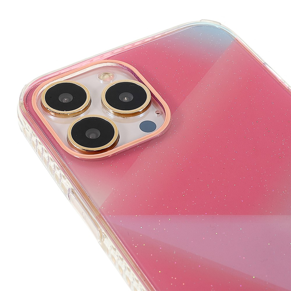 Electroplating Phone Cover for iPhone 12 Pro Max 6.7 inch, IMD Triangle Pattern Protective Case - Pink-6