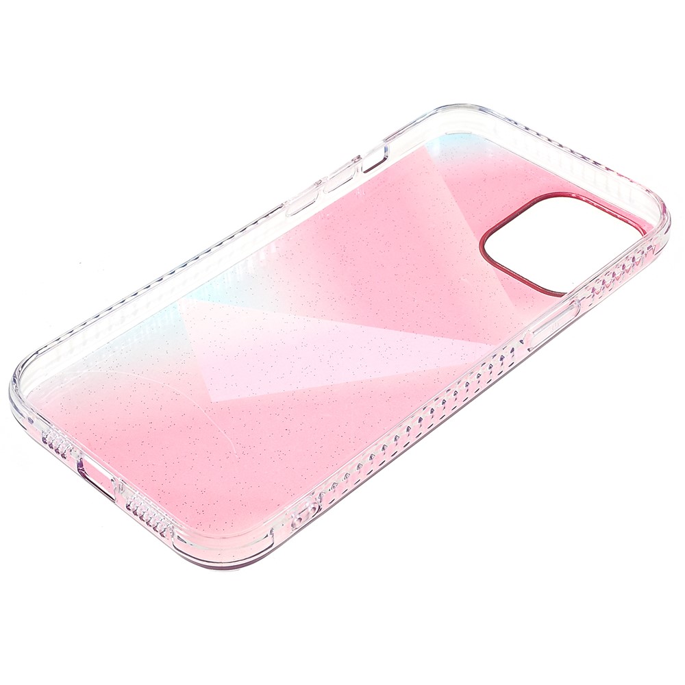 Electroplating Phone Cover for iPhone 12 Pro Max 6.7 inch, IMD Triangle Pattern Protective Case - Pink-7