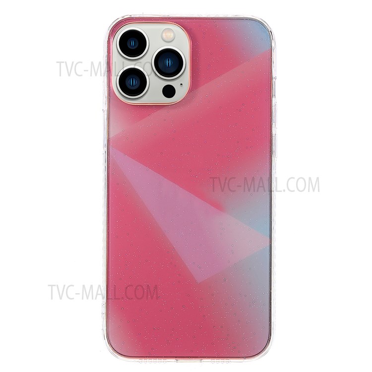 For iPhone 13 Pro 6.1 inch Triangle Pattern Electroplating Phone Case Anti-scratch IMD TPU Shell Cover - Pink-1