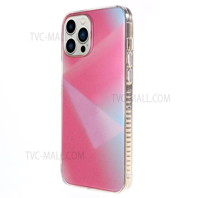 For iPhone 13 Pro 6.1 inch Triangle Pattern Electroplating Phone Case Anti-scratch IMD TPU Shell Cover - Pink-2