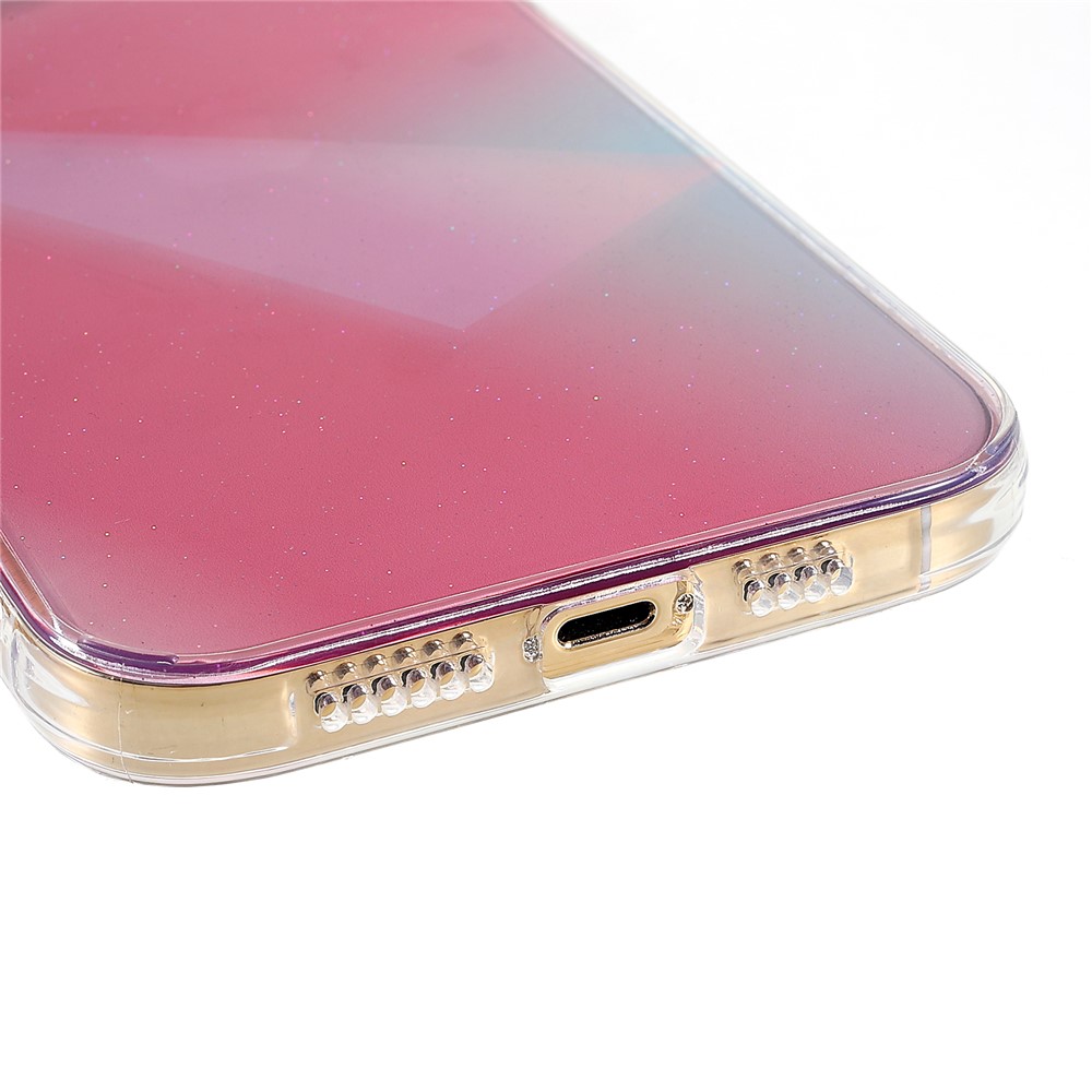 For iPhone 13 Pro Max 6.7 inch Triangle Pattern Electroplating Anti-drop IMD TPU Cover Phone Case - Pink-5