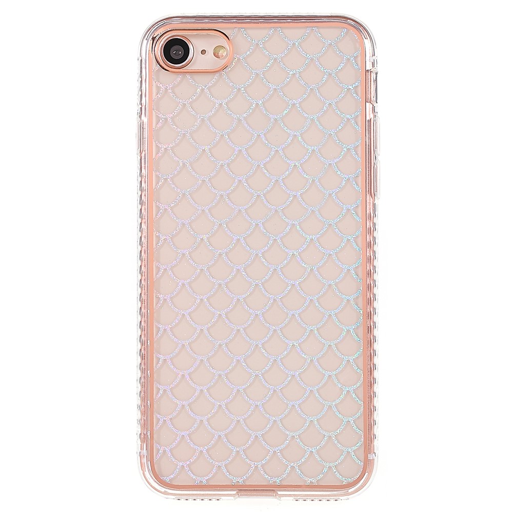 For iPhone SE (2022)/SE (2020)/8/7 4.7 inch Cell Phone Case Anti-fall IMD Stylish Pattern Electroplating Soft TPU Protector - Fish Scale-1