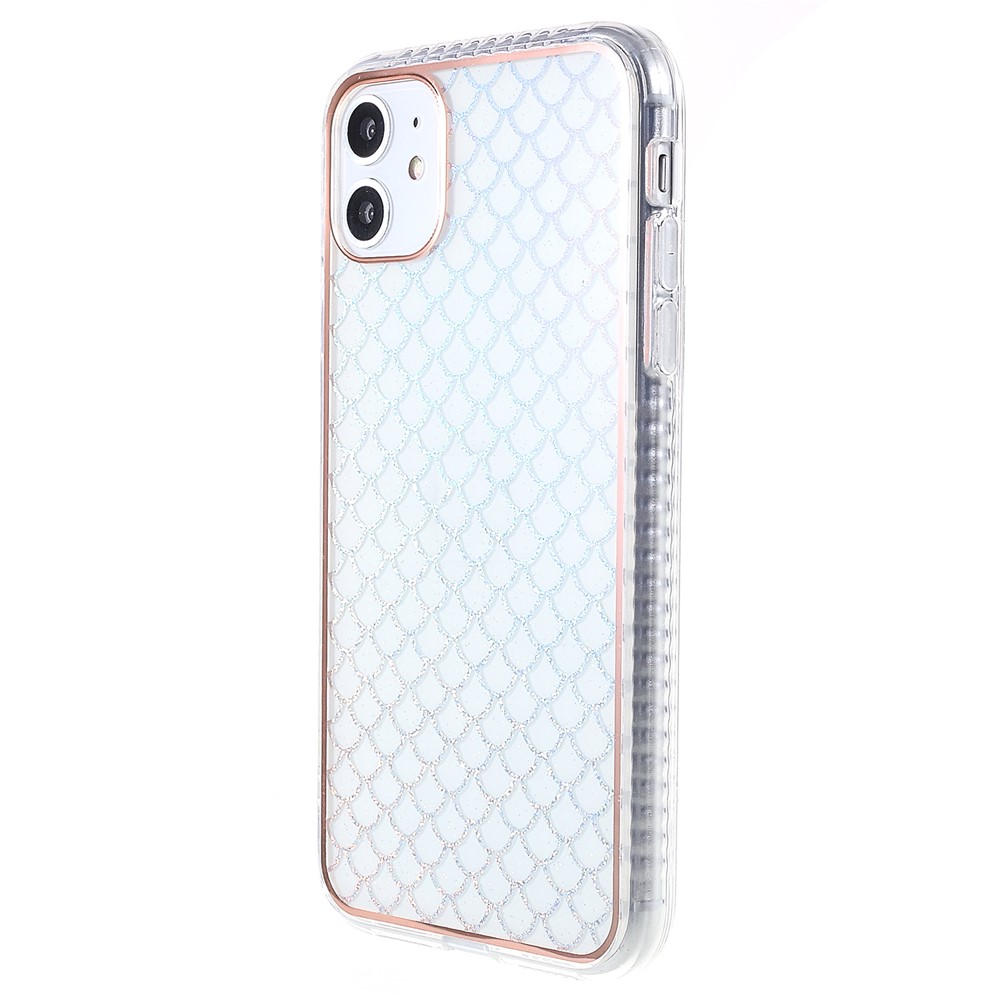 For iPhone 12/12 Pro 6.1 inch Mobile Phone Case Shockproof IMD Pattern Electroplating Soft TPU Protector - Fish Scale-2