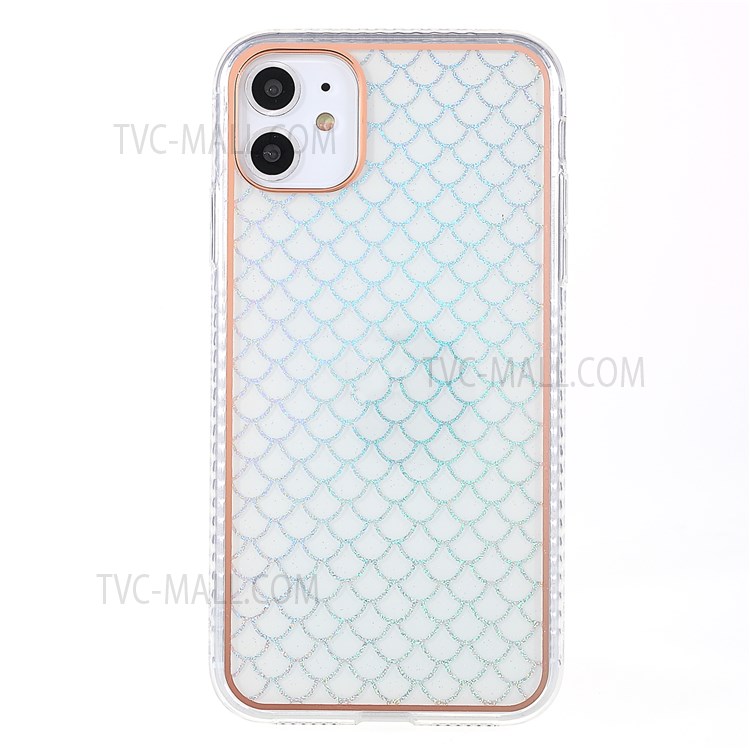 For iPhone 11 6.1 inch IMD Pattern Electroplating Soft TPU Mobile Phone Case Protective Cover - Fish Scale-1