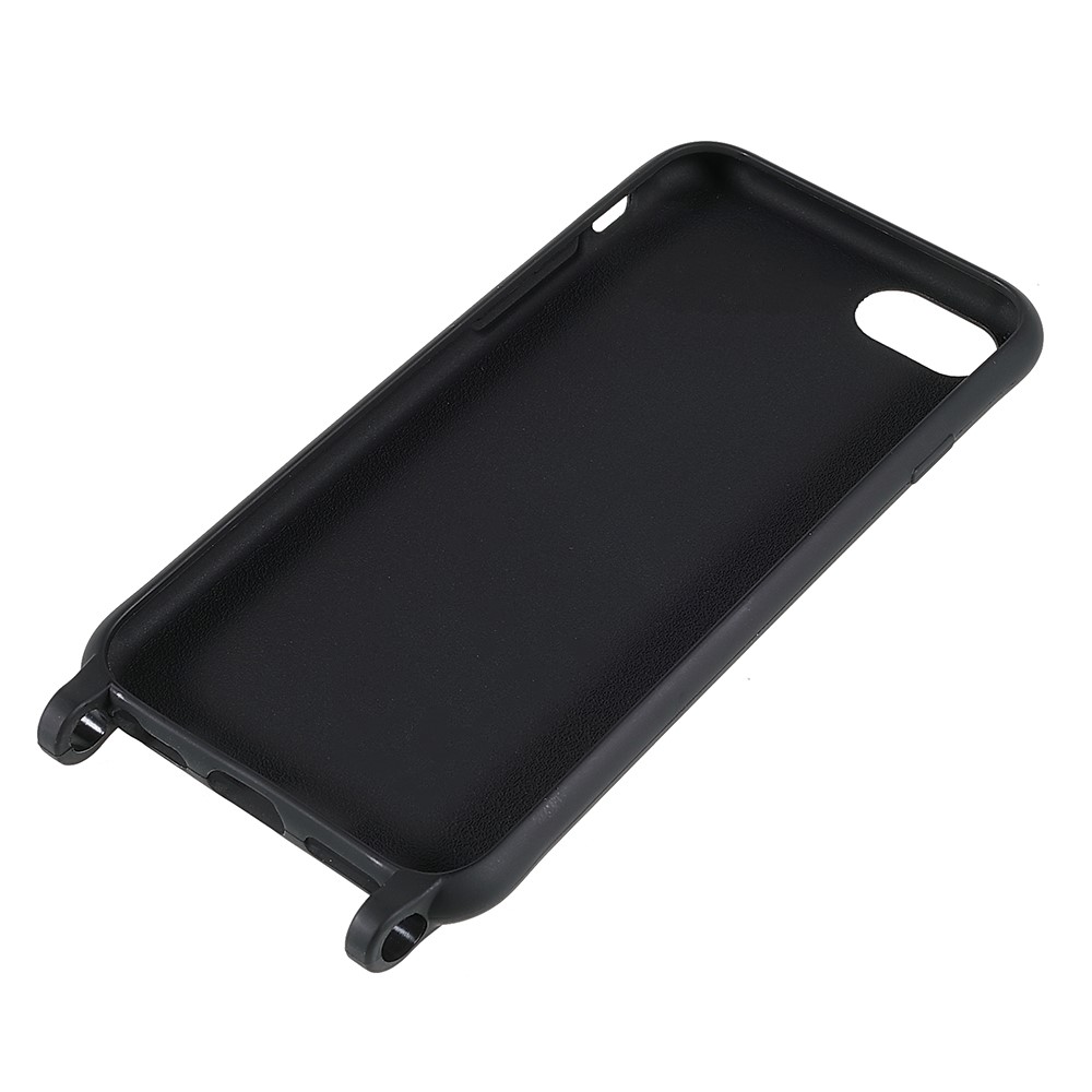 For iPhone SE (2022)/SE (2020)/8/7 Smooth Matte Soft Flexible TPU Cover with Shoulder Strap - Black-4