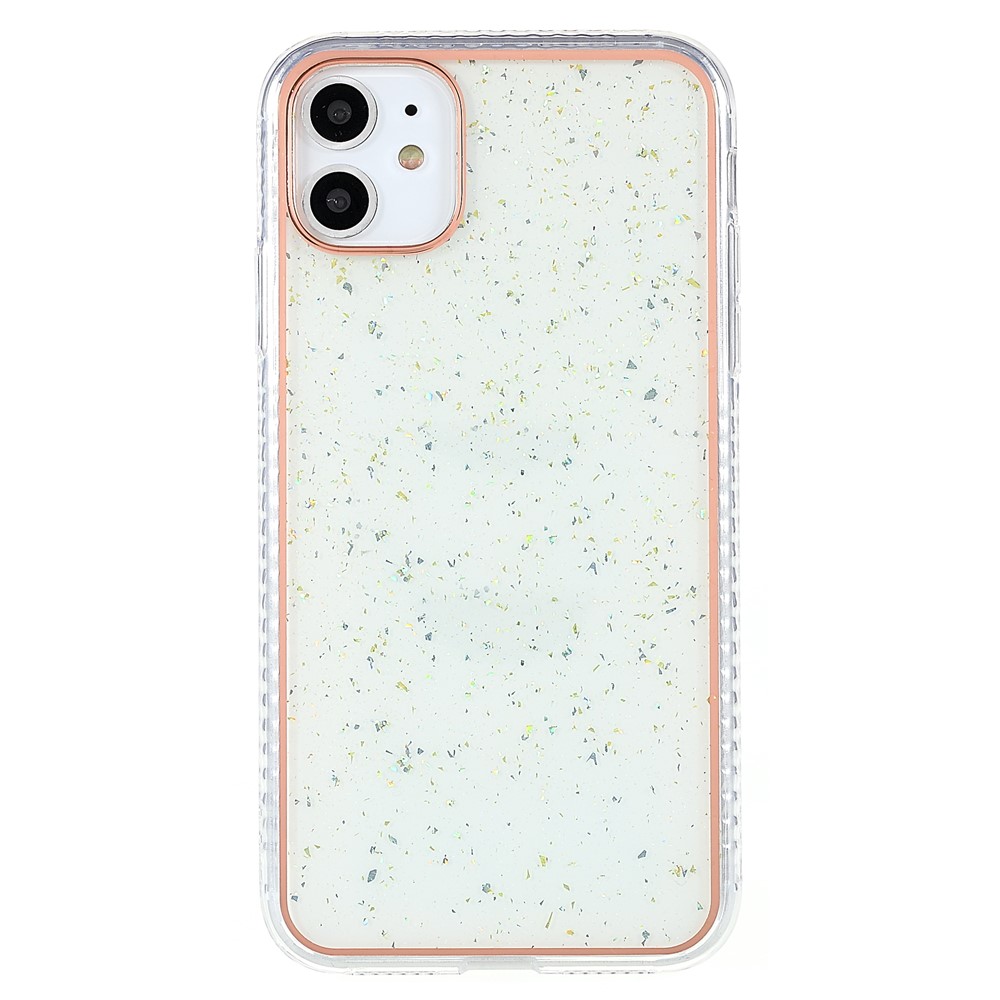 For iPhone 12/12 Pro 6.1 inch Aluminum Foil Decor IMD TPU Phone Case Electroplating Protective Cover - White-1