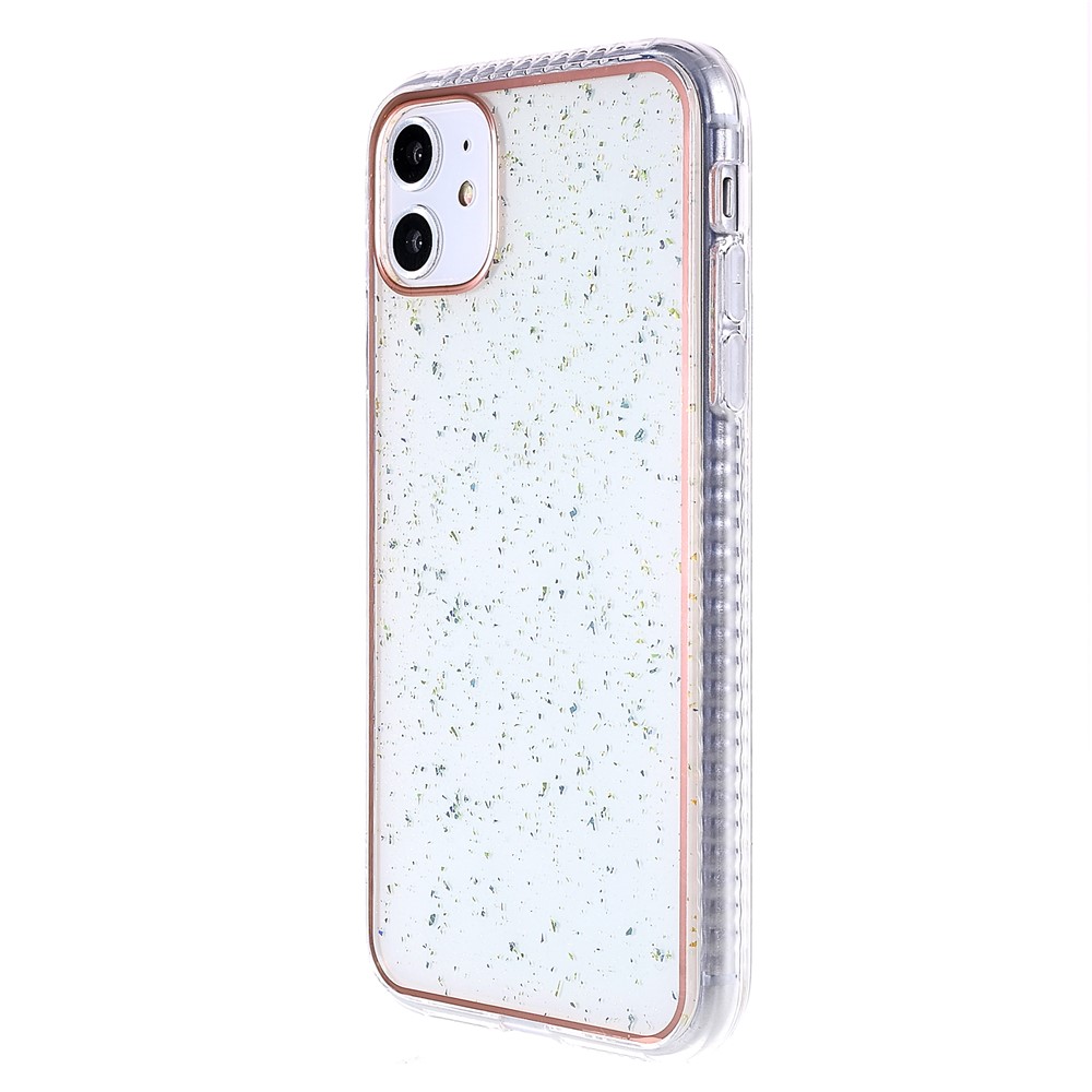 For iPhone 12/12 Pro 6.1 inch Aluminum Foil Decor IMD TPU Phone Case Electroplating Protective Cover - White-2