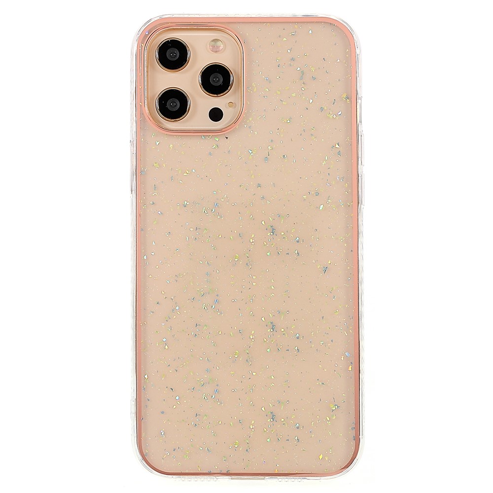 IMD TPU Phone Case for iPhone 13 Pro 6.1 inch, Gold Leaf Decor Electroplating Edging TPU Phone Protective Accessory - White-1