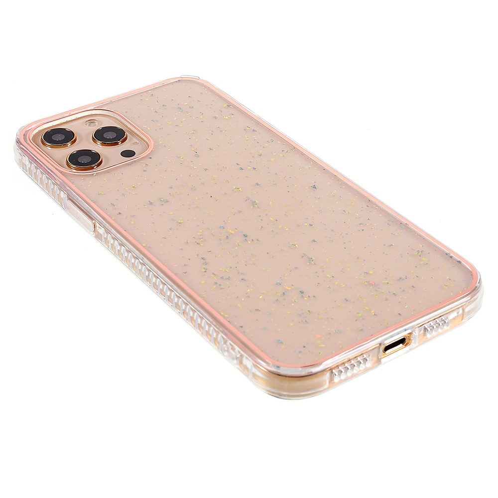 IMD TPU Phone Case for iPhone 13 Pro 6.1 inch, Gold Leaf Decor Electroplating Edging TPU Phone Protective Accessory - White-4