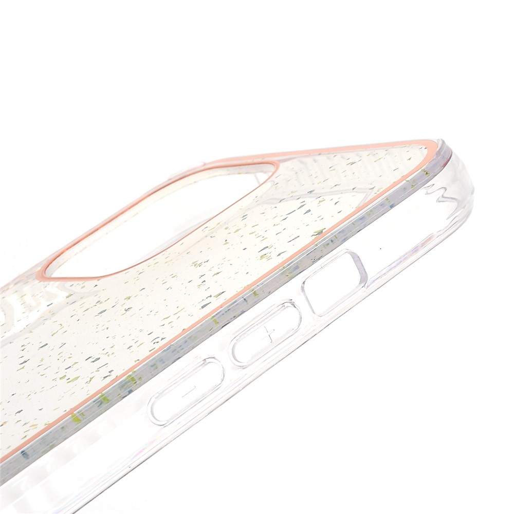 IMD TPU Phone Case for iPhone 13 Pro 6.1 inch, Gold Leaf Decor Electroplating Edging TPU Phone Protective Accessory - White-8