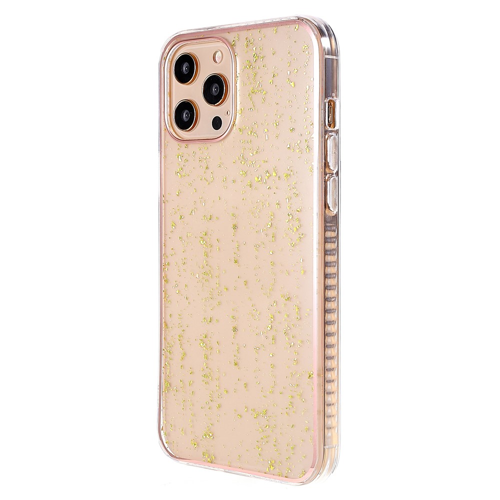 IMD TPU Phone Case for iPhone 13 Pro 6.1 inch, Gold Leaf Decor Electroplating Edging TPU Phone Protective Accessory - Yellow-2