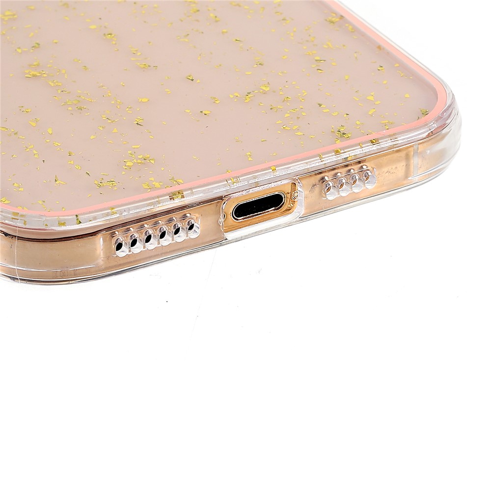 IMD TPU Phone Case for iPhone 13 Pro 6.1 inch, Gold Leaf Decor Electroplating Edging TPU Phone Protective Accessory - Yellow-5