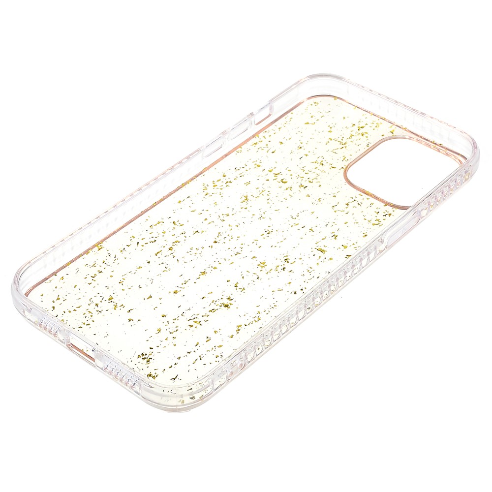 IMD TPU Phone Case for iPhone 13 Pro 6.1 inch, Gold Leaf Decor Electroplating Edging TPU Phone Protective Accessory - Yellow-7