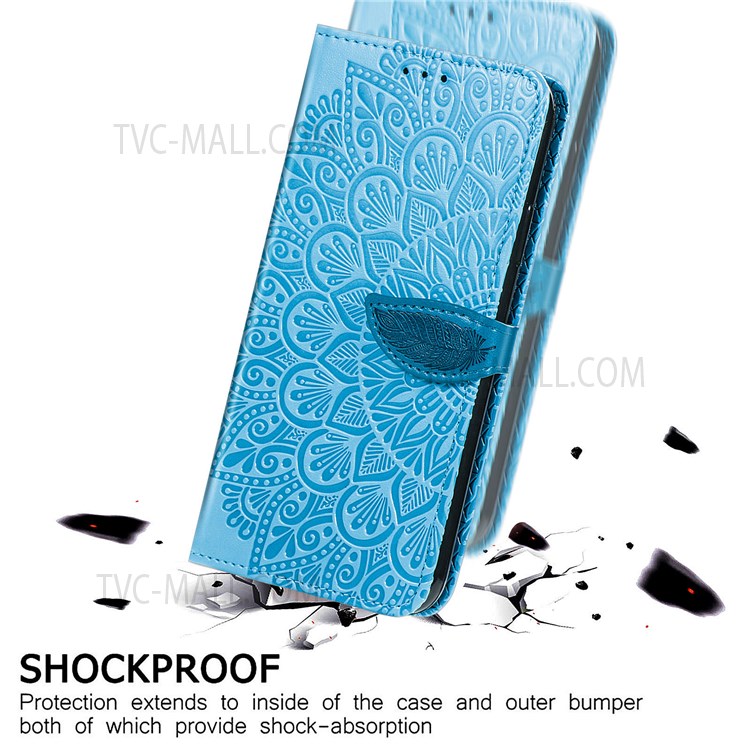 For iPhone 7 Plus/8 Plus 5.5 inch TPU+PU Leather Mobile Phone Case Imprinted Dream Wings Pattern Wallet Flip Cover with Strap - Blue-7