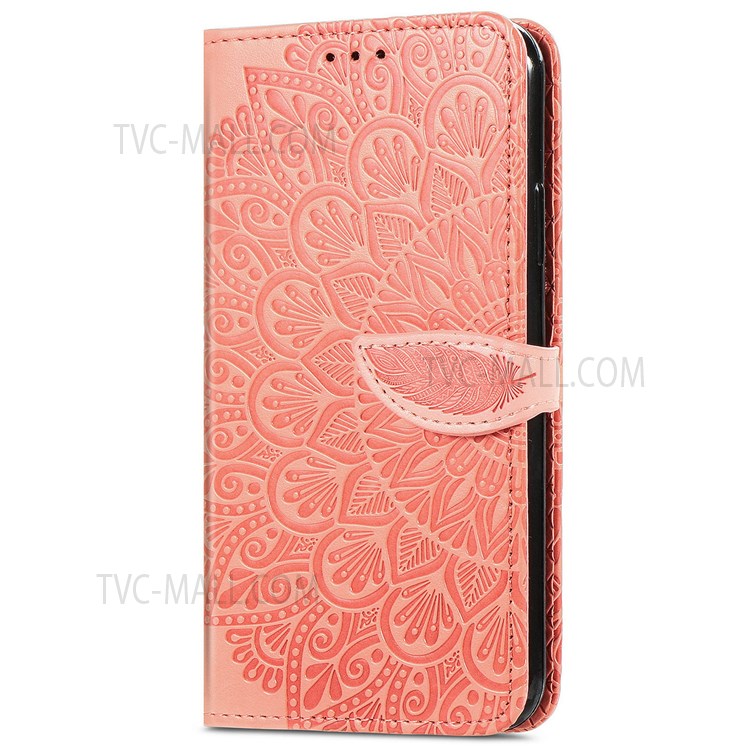 For iPhone 11 Pro 5.8 inch PU Leather Imprinted Dream Wings Pattern Case Wallet Stand Magnetic Closure Flip Shockproof Cover with Strap - Orange-2