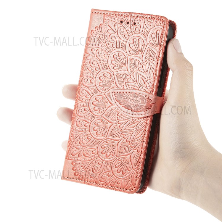 For iPhone 11 Pro 5.8 inch PU Leather Imprinted Dream Wings Pattern Case Wallet Stand Magnetic Closure Flip Shockproof Cover with Strap - Orange-9