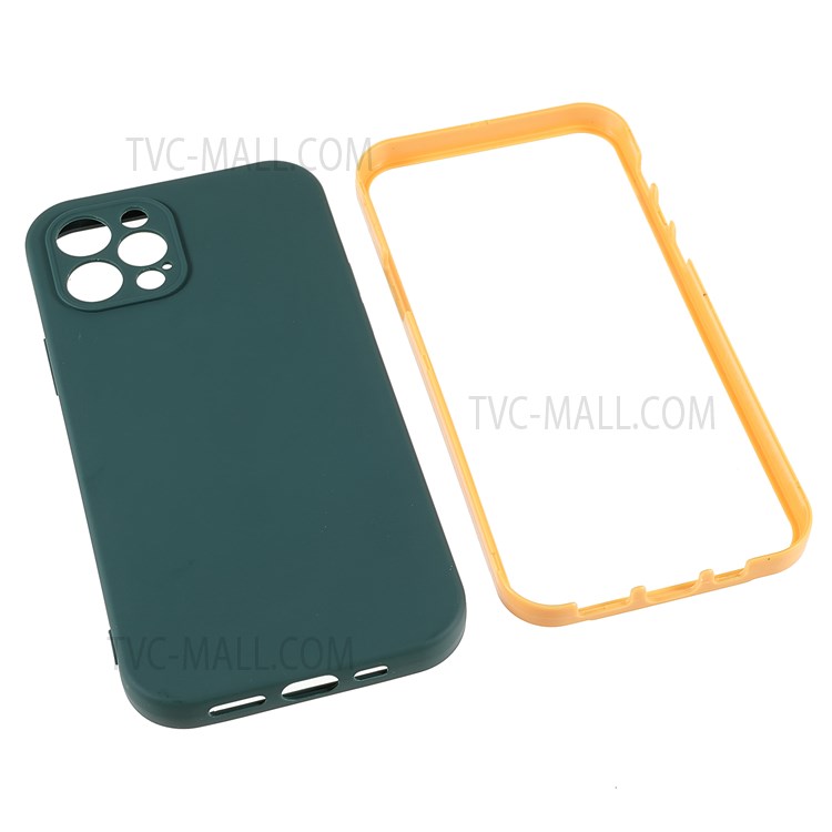 Precise Cutout PC Frame + TPU Back Case for iPhone 12 Pro 6.1 inch, Detachable 2-in-1 Anti-fall Phone Case - Blackish Green-9