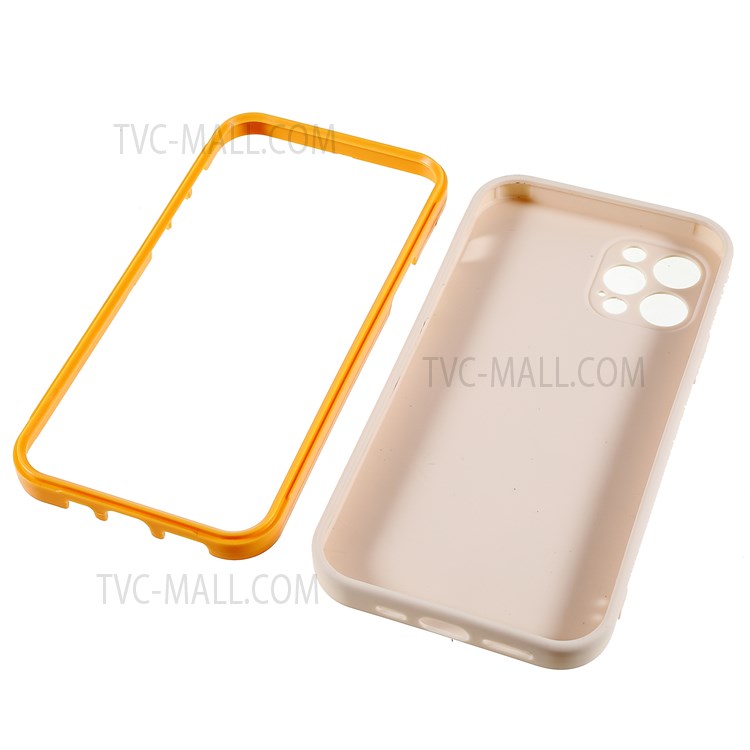 Precise Cutout PC Frame + TPU Back Case for iPhone 12 Pro 6.1 inch, Detachable 2-in-1 Anti-fall Phone Case - Beige-8