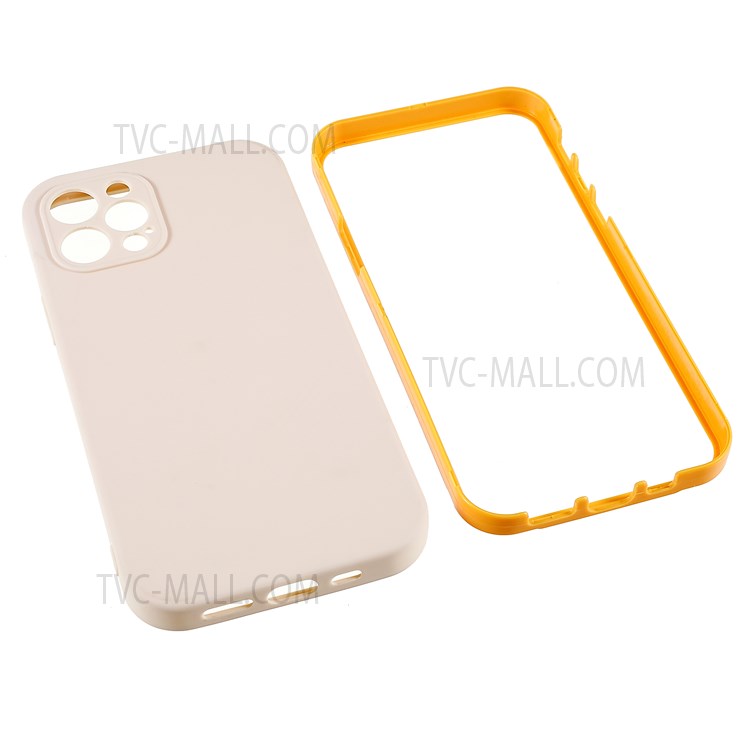 Precise Cutout PC Frame + TPU Back Case for iPhone 12 Pro 6.1 inch, Detachable 2-in-1 Anti-fall Phone Case - Beige-9