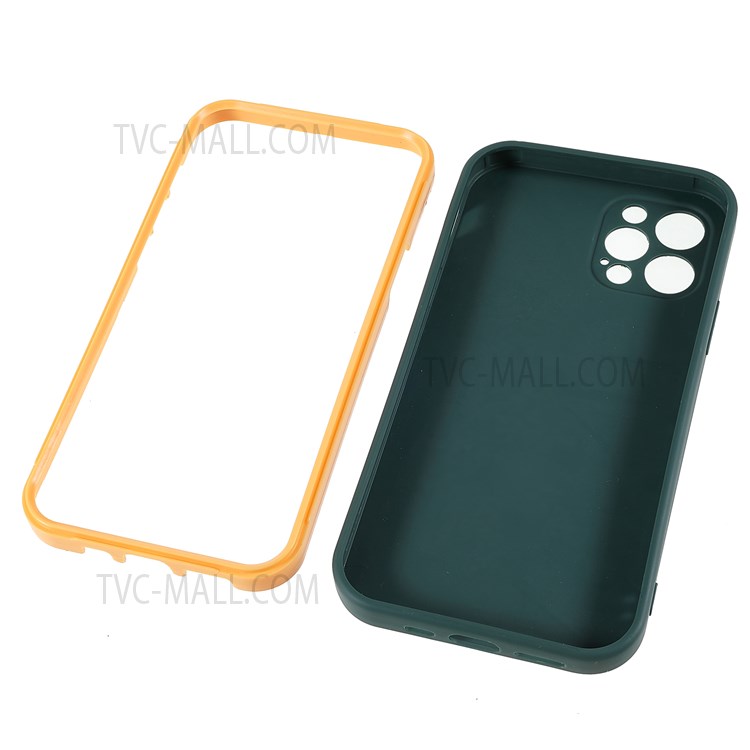 PC Frame + Soft TPU Phone Case for iPhone 12 Pro Max 6.7 inch, Detachable Shockproof Mobile Phone Cover - Blackish Green-8