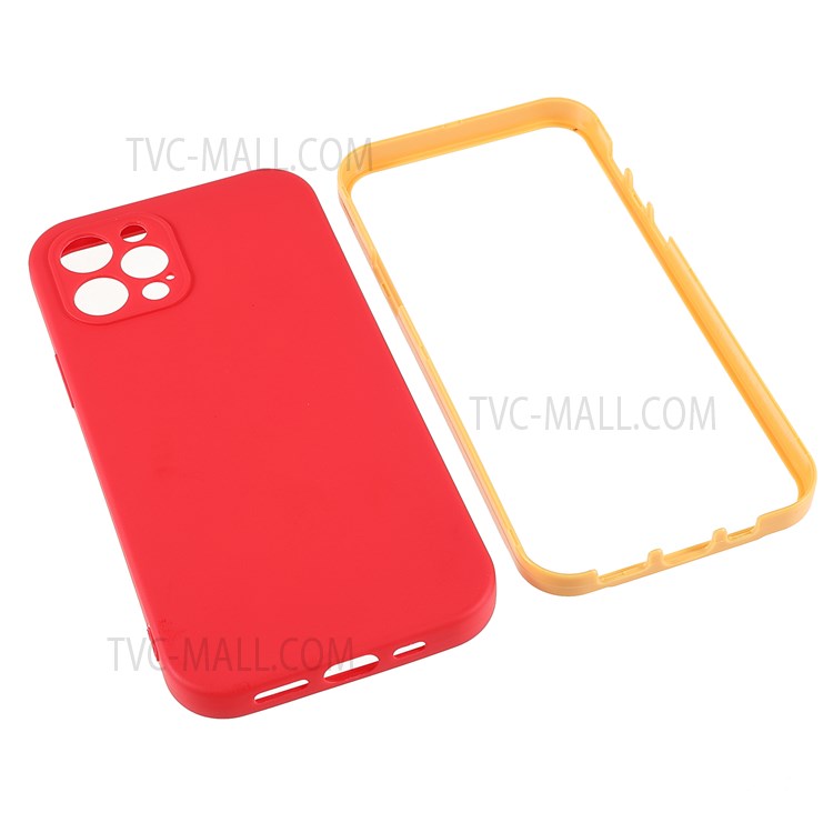 PC Frame + Soft TPU Phone Case for iPhone 12 Pro Max 6.7 inch, Detachable Shockproof Mobile Phone Cover - Red-9