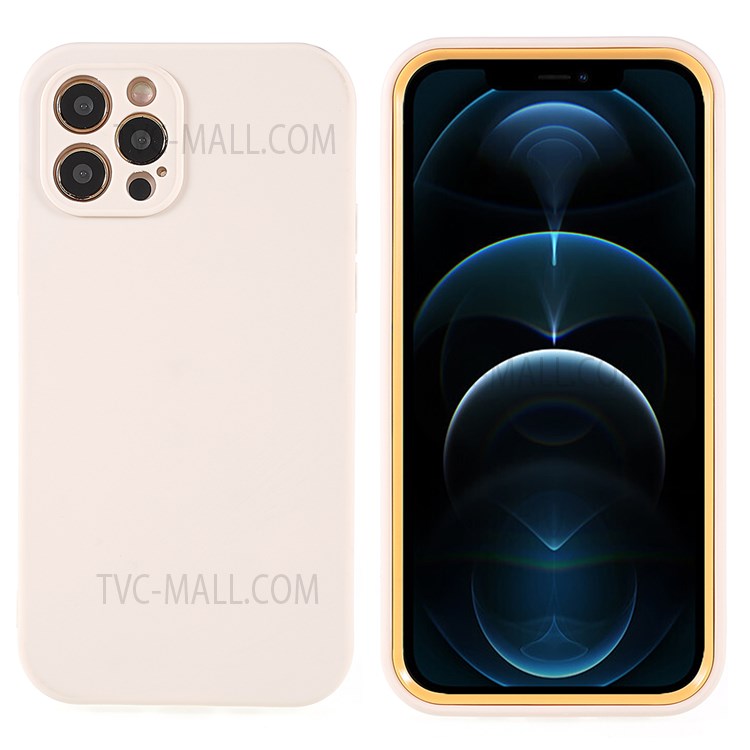 PC Frame + Soft TPU Phone Case for iPhone 12 Pro Max 6.7 inch, Detachable Shockproof Mobile Phone Cover - Beige-1