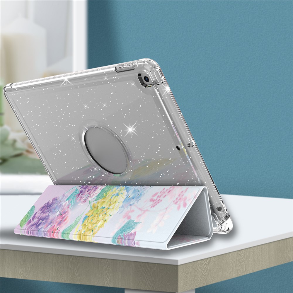 For iPad 10.2 (2021)/(2020)/(2019) Trifold Stand TPU+PU Leather Glittery Sequins Pattern Stylish Tablet Case Cover - Style A-5