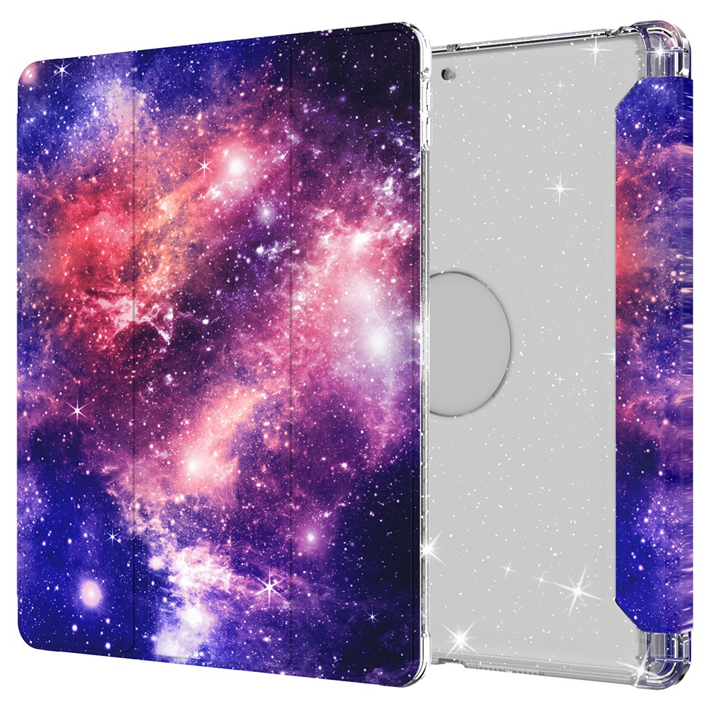 For iPad 10.2 (2021)/(2020)/(2019) Trifold Stand TPU+PU Leather Glittery Sequins Pattern Stylish Tablet Case Cover - Style D