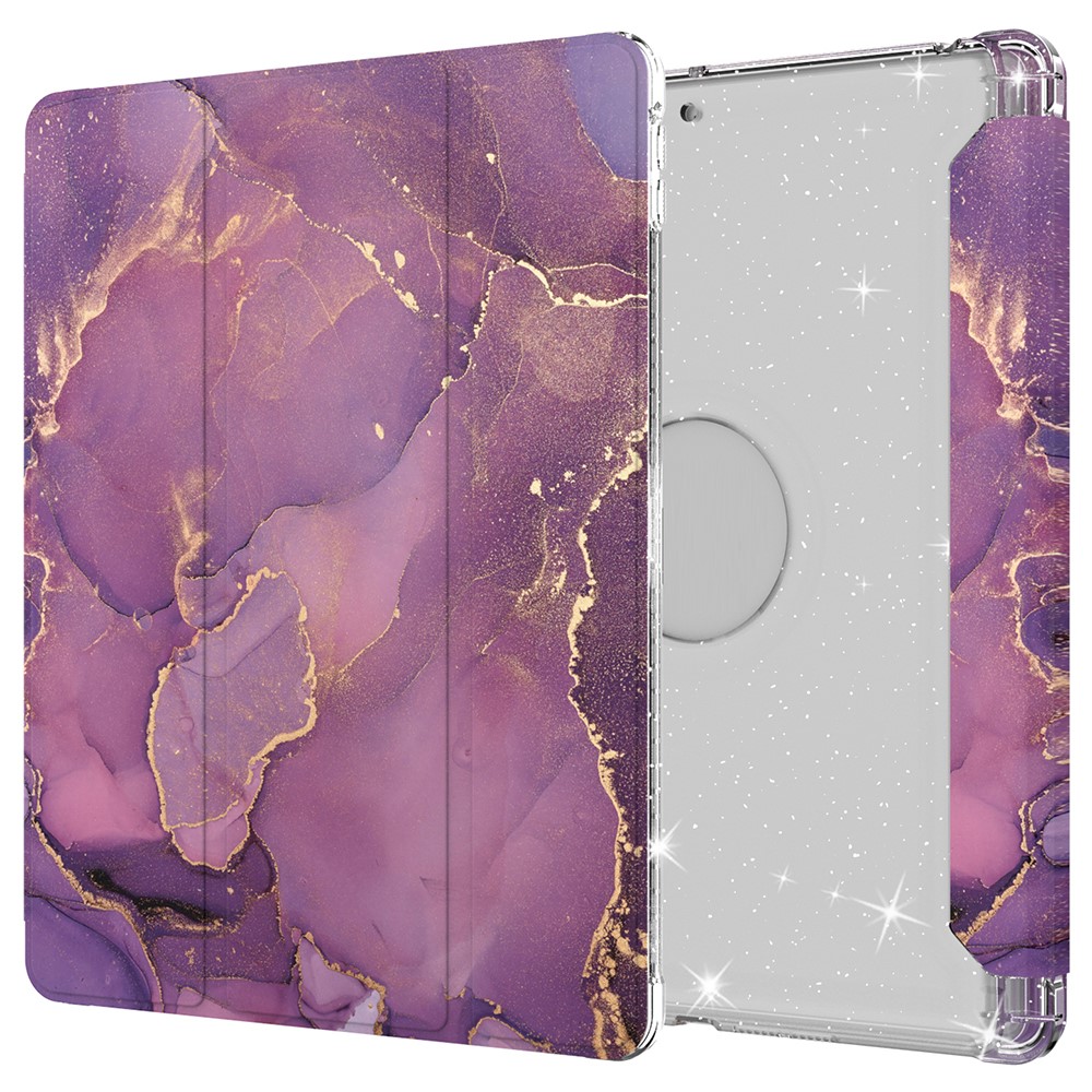 For iPad 10.2 (2021)/(2020)/(2019) Trifold Stand TPU+PU Leather Glittery Sequins Pattern Stylish Tablet Case Cover - Style F