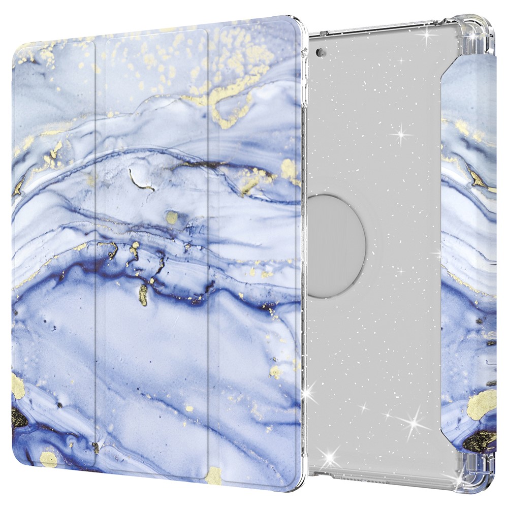 For iPad 10.2 (2021)/(2020)/(2019) Trifold Stand TPU+PU Leather Glittery Sequins Pattern Stylish Tablet Case Cover - Style K