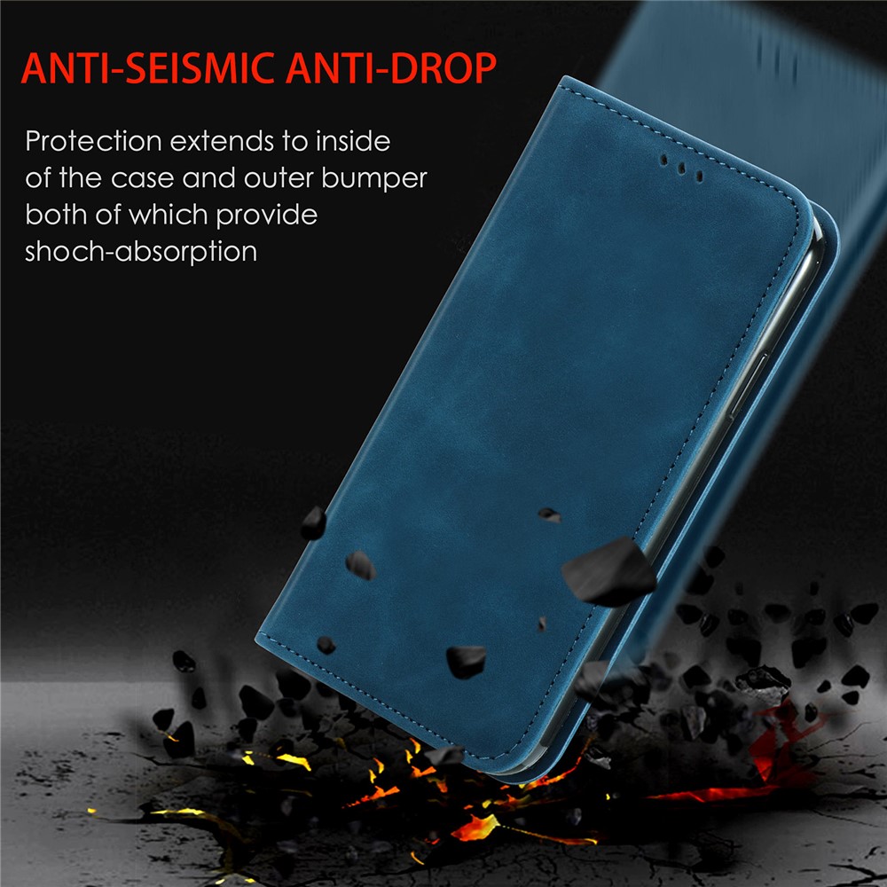 For iPhone 6 Plus/7 Plus/8 Plus 5.5 inch Retro Skin-Touch Feeling PU Leather Mobile Phone Case Magnetic Stand Cover Shell with Card Holder - Blue-11