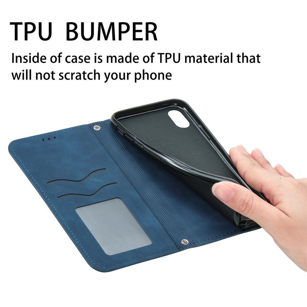 For iPhone 6 Plus/7 Plus/8 Plus 5.5 inch Retro Skin-Touch Feeling PU Leather Mobile Phone Case Magnetic Stand Cover Shell with Card Holder - Blue-7