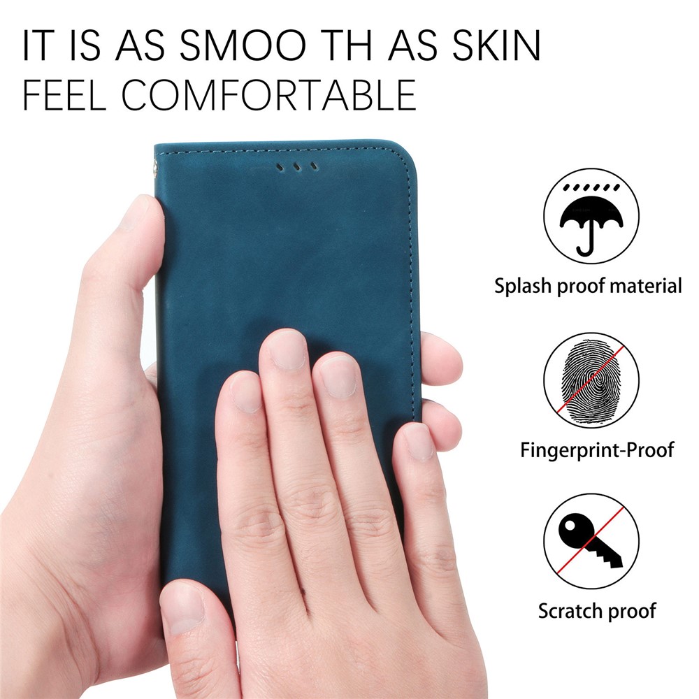 For iPhone 6 Plus/7 Plus/8 Plus 5.5 inch Retro Skin-Touch Feeling PU Leather Mobile Phone Case Magnetic Stand Cover Shell with Card Holder - Blue-8