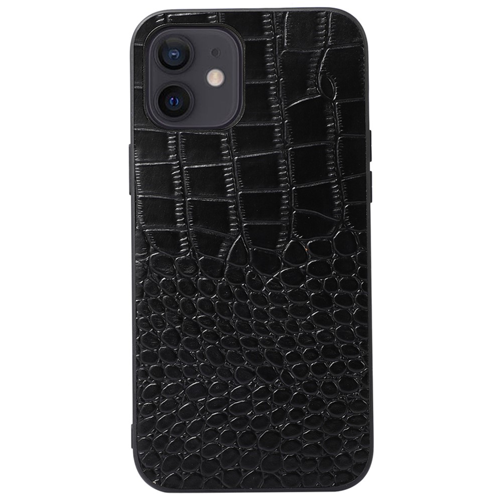 For Xiaomi 11 6.1 inch Genuine Cowhide Leather Coating PC + TPU Case Fashionable Crocodile Texture Mobile Phone Cover - Black-1