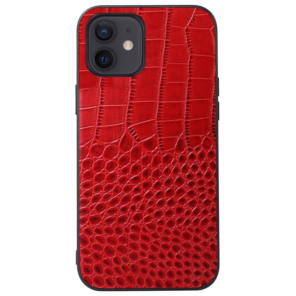 For Xiaomi 11 6.1 inch Genuine Cowhide Leather Coating PC + TPU Case Fashionable Crocodile Texture Mobile Phone Cover - Red-1
