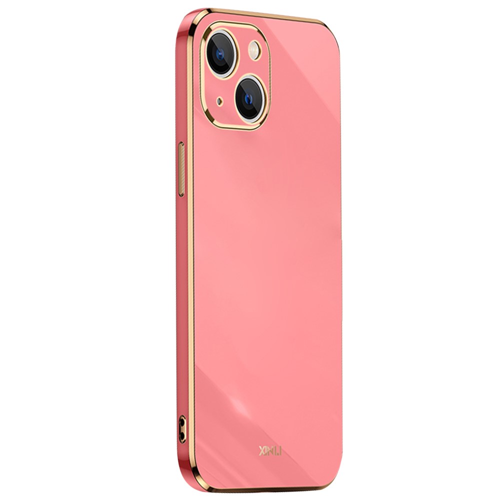 XINLI for iPhone 13 mini 5.4 inch Precise Lens Cutout Electroplating Golden Edge TPU Phone Case Protective Cover - Red