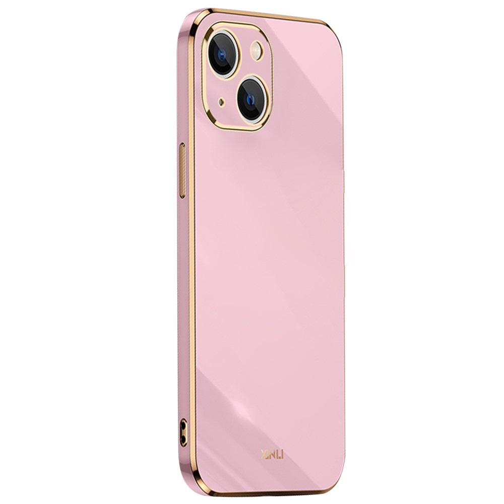 XINLI for iPhone 13 mini 5.4 inch Precise Lens Cutout Electroplating Golden Edge TPU Phone Case Protective Cover - Purple