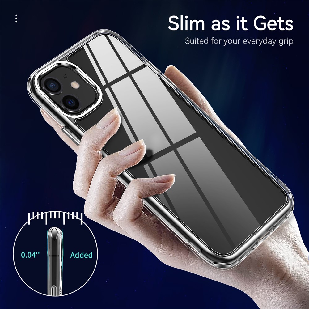 Electroplating Crystal Clear TPU + PC Hybrid Phone Cover for iPhone 11 6.1 inch, Anti-Yellowing Mobile Phone Accessory-5