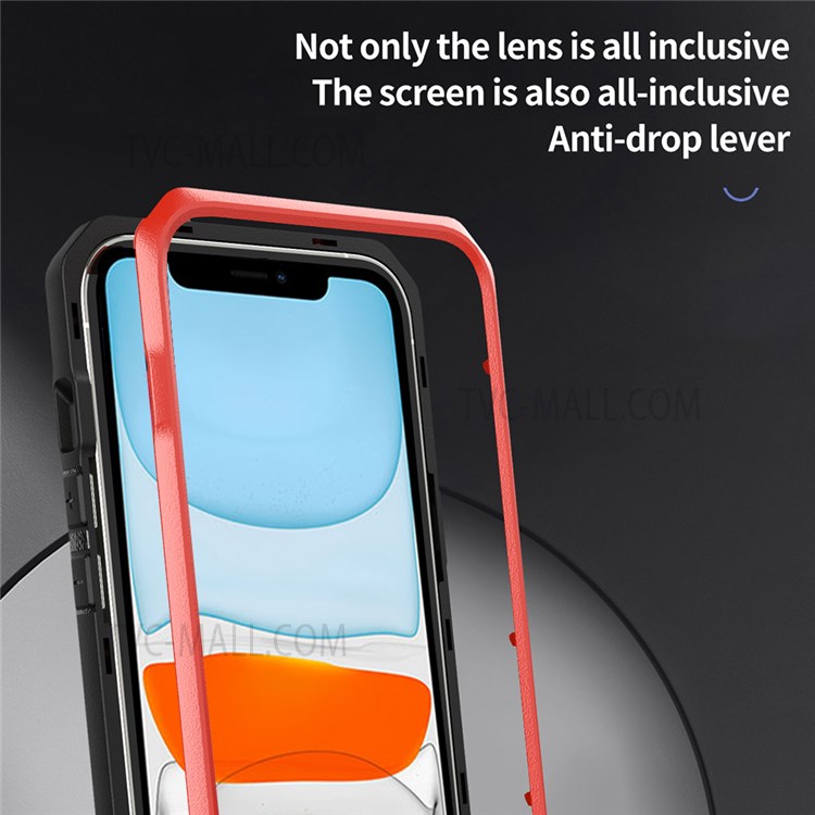 For iPhone 11 6.1 inch Well-protected Sliding Card Holder Ring Kickstand Micron Lens Film Design TPU + PC Mobile Phone Case Cover - Sapphire/Blue-7